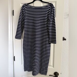 Ralph Lauren Navy and White Long Sleeve Dress Size Medium